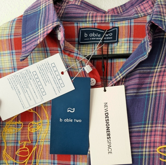 NWT B.A.T Button Up Mixed Plaid Long Sleeve Shirt - Picture 13 of 13